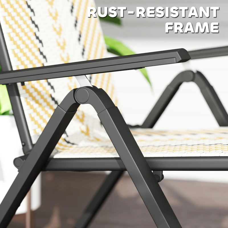 Outsunny Set of Two Rattan Reclining Garden Chairs - Multicolour