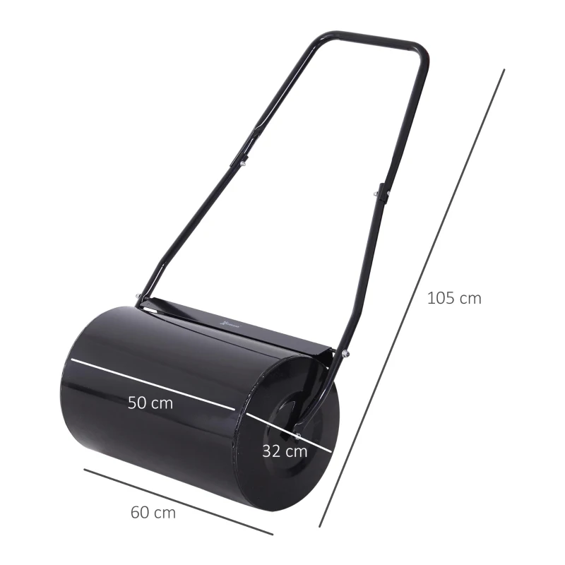 DURHAND Rolo de Jardim 38L de Aço preenchido com água ou Areia Φ32x50cm Cabo destacável