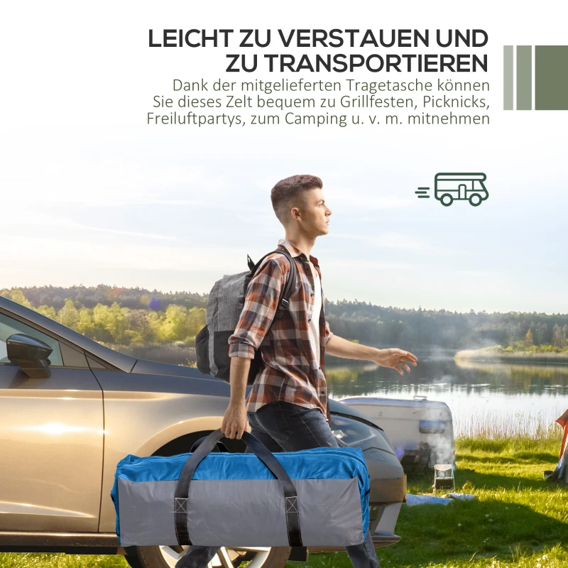 Outsunny Event Shelter 3,5 x 3,5m Pavillon mit Haken Tür Wasserabweisend winterfest Gartenpavillon Grün