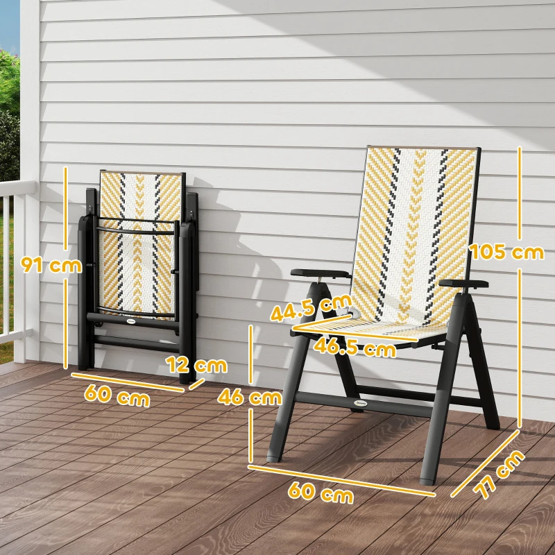 Outsunny Set of Two Rattan Reclining Garden Chairs - Multicolour