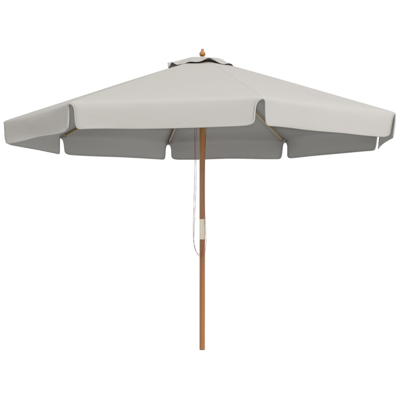 Outsunny Garten- und Terrassenschirm Ø325 cm mit Seilwindensystem Belüftetes Dach und 8 Bambusstäben für Patio Grau