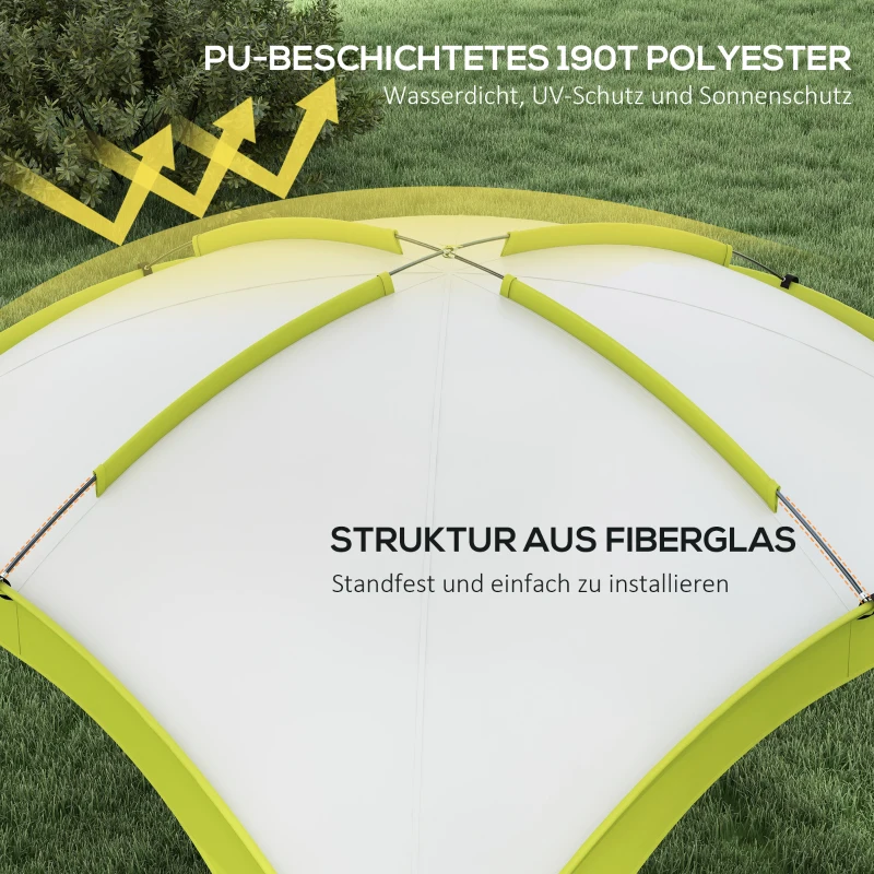 Outsunny Event Shelter 3,5 x 3,5m Pavillon mit Haken Tür Wasserabweisend winterfest Gartenpavillon Grün