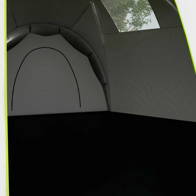 Outsunny Campingzelt für 6-9 Personen, 4 Räume, Vorzelt, wasserdicht, 615x 615x225cm, Grün(m-8)
