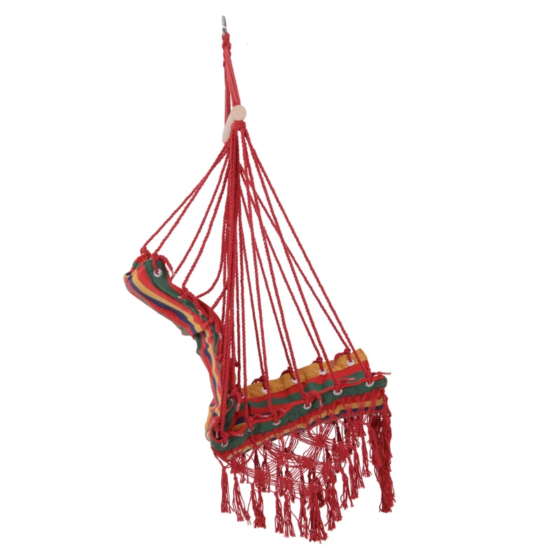 Outsunny Cadeira de rede suspensa de tecido de algodão poliéster Carga de 120 kg Poltrona suspensa para terraço interno ao ar livre 100x60x100 cm Multicolor