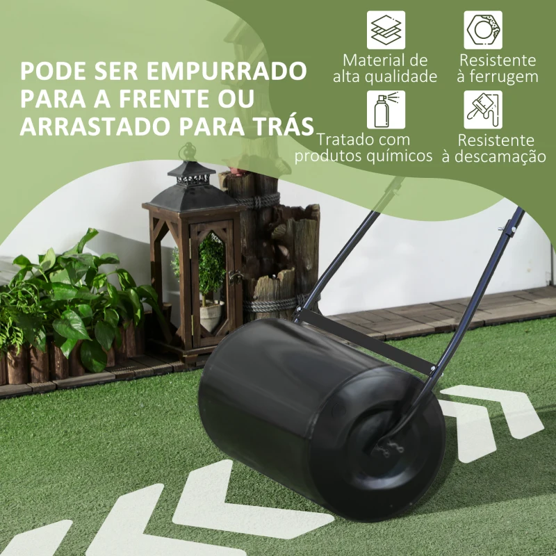 DURHAND Rolo de Jardim 38L de Aço preenchido com água ou Areia Φ32x50cm Cabo destacável