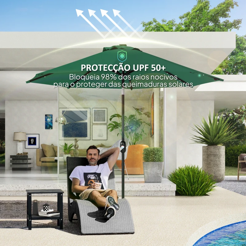 Outsunny Toldo de Substituição para Chapéu de Sol de 3 m Toldo de Reposição para Chapéu de Sol com Ventilação Superior Proteção UV 50+ Verde