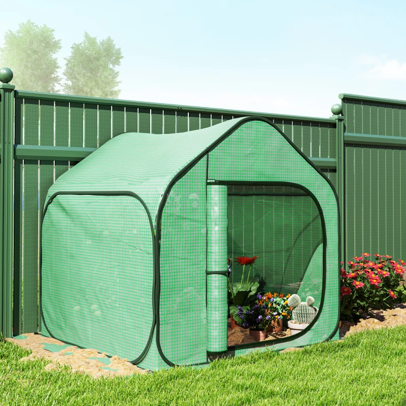 Outsunny Sera pentru Gradina Metal+PE – 150×148×148 cm Verde, Usa Fermoar