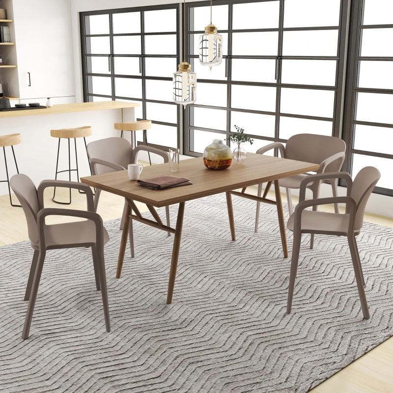 Outsunny Zestaw 4 Wodoodpornych Ogrodowych Krzeseł z Tworzywa, Składane z Podłokietnikami i Oparciem, Do 120 kg