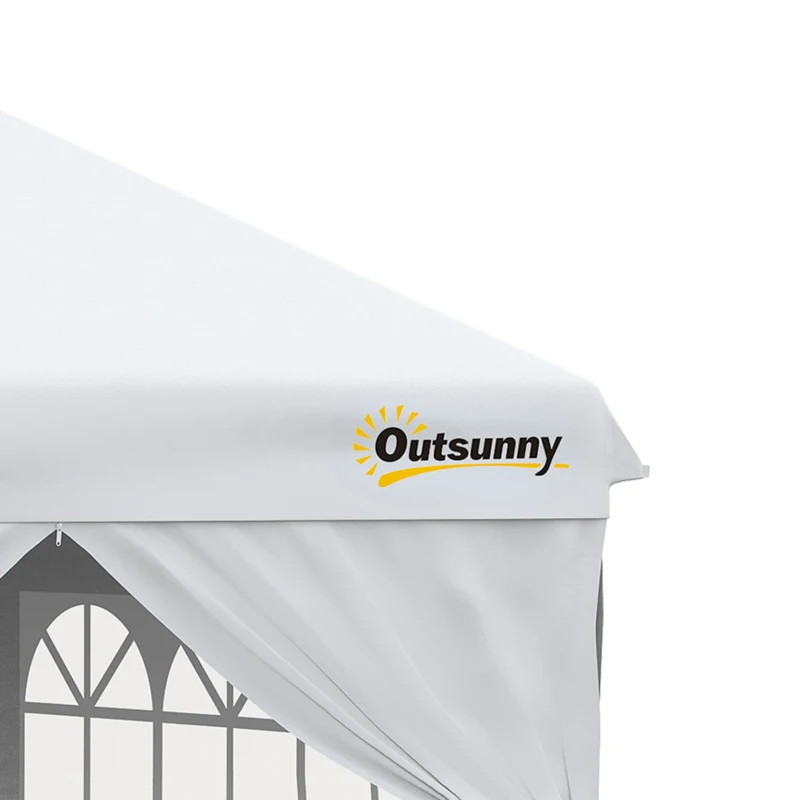 Outsunny Tonnelle pop-up tente de jardin barnum 3x3 m hauteur réglable avec 4 parois latérales amovibles, fenêtres, sac de transport à roulettes - blanc
