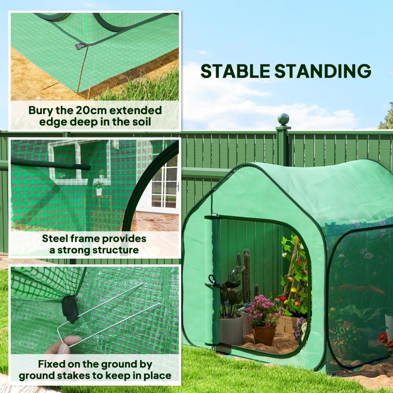Outsunny Sera pentru Gradina Metal+PE – 150×148×148 cm Verde, Usa Fermoar