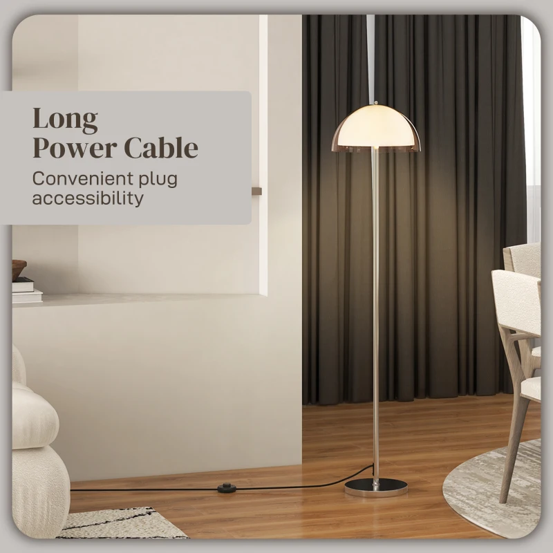 HOMCOM Lampă de Podea cu Abajur Dublu Strat pentru Living, Sufragerie, Dormitor, din Metal și Acrilic, Ø35x150 cm, Alb