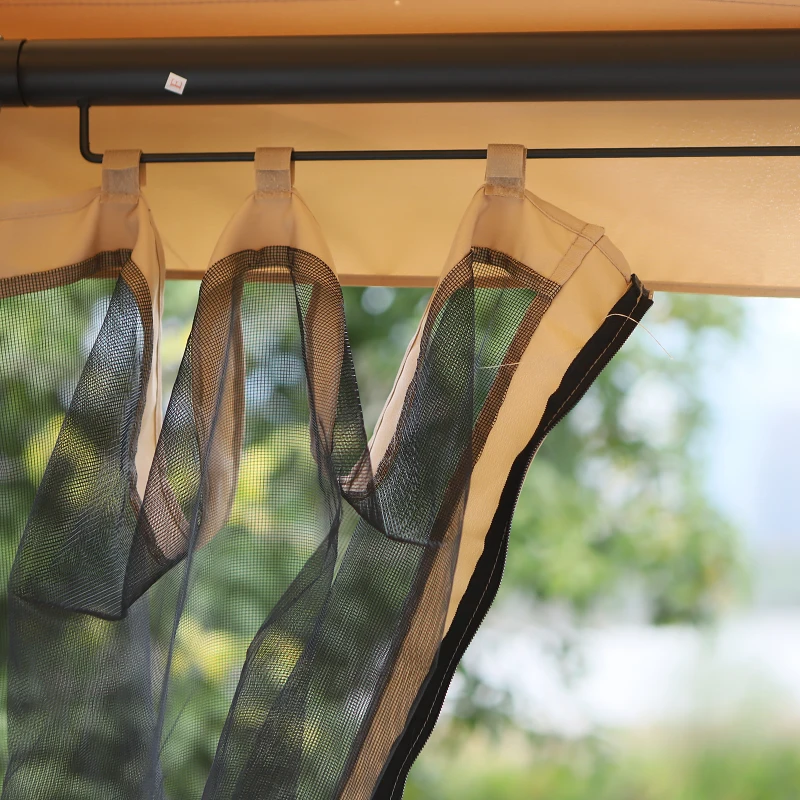 Outsunny Hollywoodschommel met zijwanden tuinschommel schommel 3-zitter beige