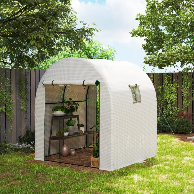 Outsunny 180 x 180cm Walk-In Polytunnel Greenhouse - White