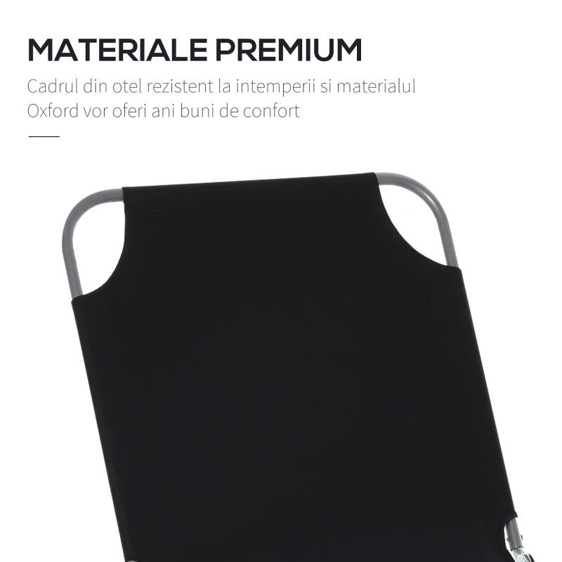 Outsunny Sezlong pentru Gradina Pliabil din Metal si Tesut Oxford Respirabil