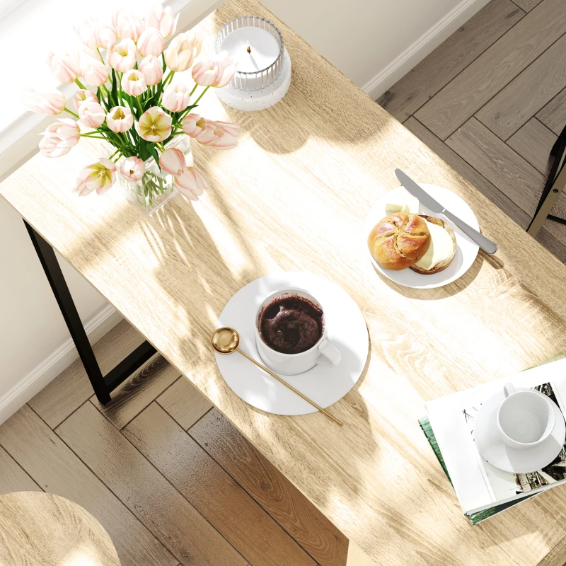 HOMCOM 3-delige Bartafelset, 1 Counter, 2 Stoelen, met Opbergruimte en Voetsteunen, Ruimtebesparend, Lichtbruin+Zwart(m-8)