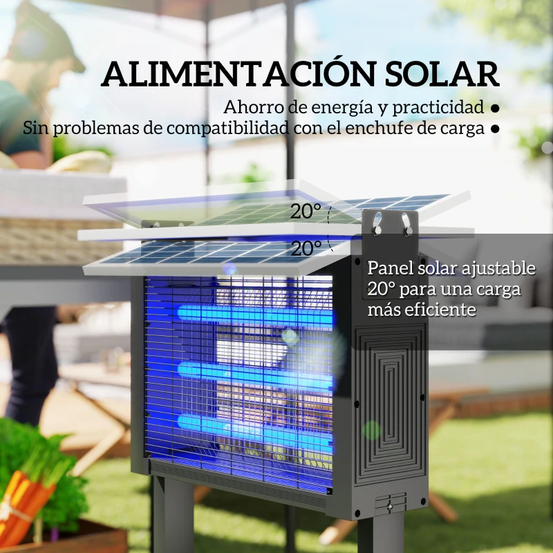 Outsunny Lámpara Antimosquitos Eléctrica con Luces LED 25W para Exterior Efecto 200 m² con Soporte 51,5x35x93,5 cm Negro