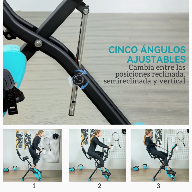 SPORTNOW Bicicleta Estática Plegable Silenciosa con Resistencia Magnética Monitor LCD y Bandas para Brazos 43x97x109 cm Verde