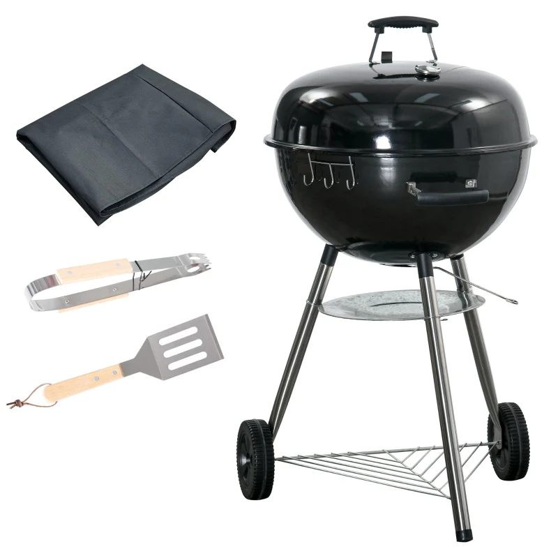 Outsunny Portable Kettle Charcoal Grill - Black