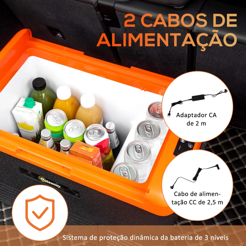 Outsunny Geleira Portátil Elétrica 40L 12V/24V até -20°C Mini Geleira com Ecrã LED Tátil para Campismo Viagens 58,7x36,5x43,8 cm Preto