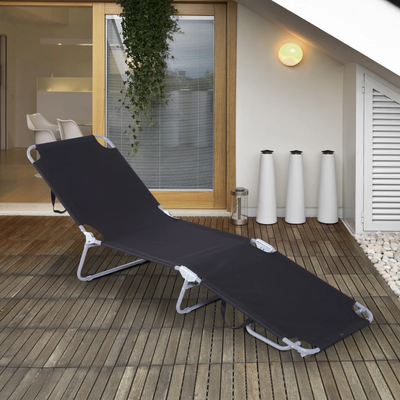 Outsunny Sezlong pentru Gradina Pliabil din Metal si Tesut Oxford Respirabil