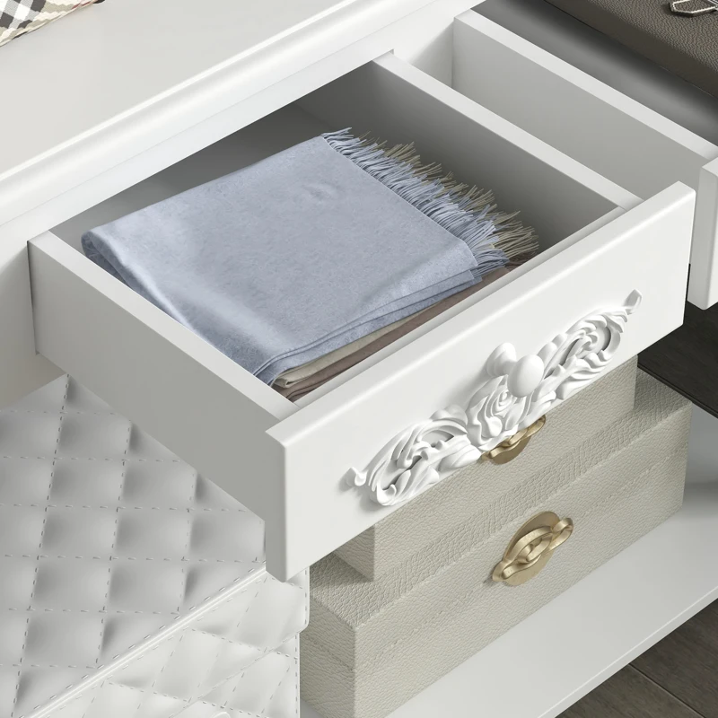 HOMCOM Console Table Modern Sofa Side Desk with Storage Shelves Drawers for Living Room Entryway Bedroom White