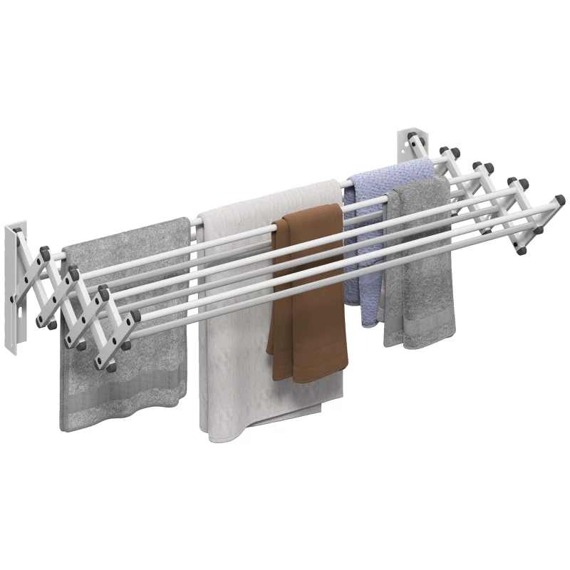 HOMCOM Handtuchhalter, Aluminium, verstellbar, für Innen- und Außenbereich, Silber(m-10)
