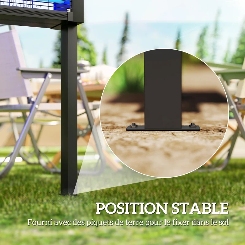 Outsunny Lampe anti-moustique 25W, piège à moustiques efficace portée 150-200 m², tue-mouches électrique LED 51,5x35x 93,5cm noir