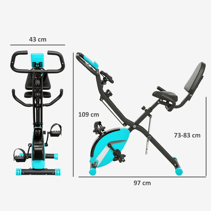SPORTNOW Bicicleta Estática Plegable Silenciosa con Resistencia Magnética Monitor LCD y Bandas para Brazos 43x97x109 cm Verde