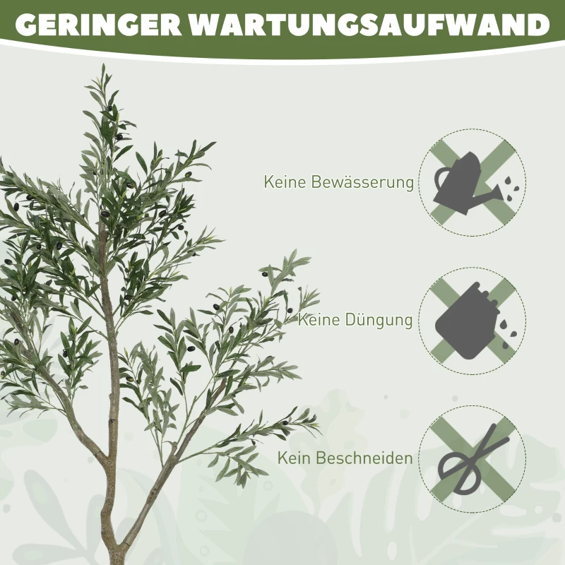 HOMCOM Sztuczna Oliwka, Roślina Sztuczna, Żywopłotowa Oliwka w Doniczce, 180 cm, Tworzywo Sztuczne, Zielona