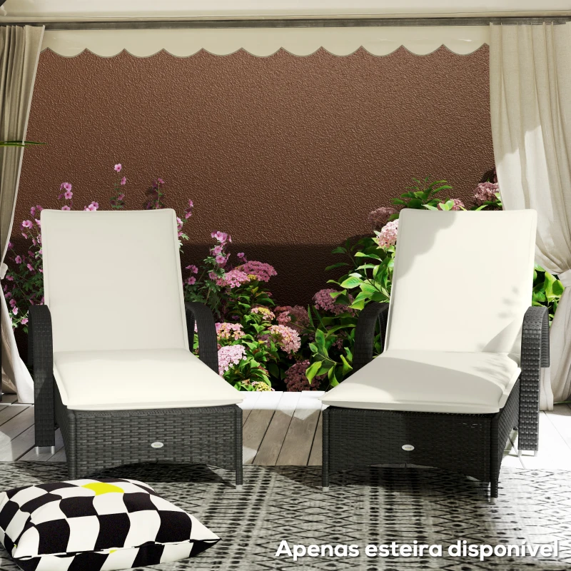 Outsunny Conjunto de 2 Almofadas para Espreguiçadeira Dobráveis 193x58x6 cm com Correias de Sujeição Creme