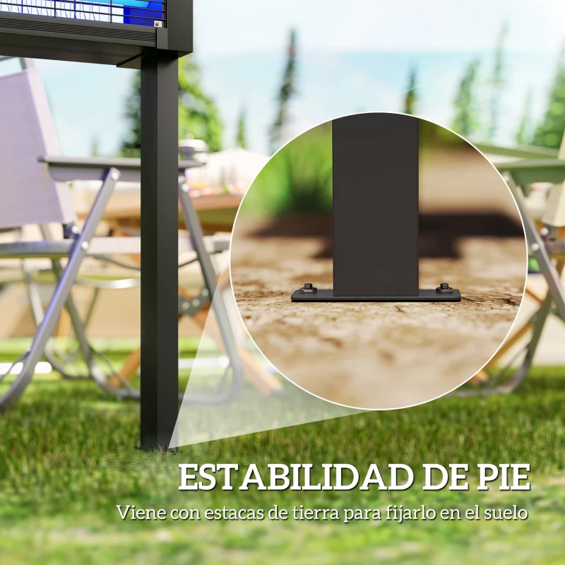 Outsunny Lámpara Antimosquitos Eléctrica con Luces LED 25W para Exterior Efecto 200 m² con Soporte 51,5x35x93,5 cm Negro