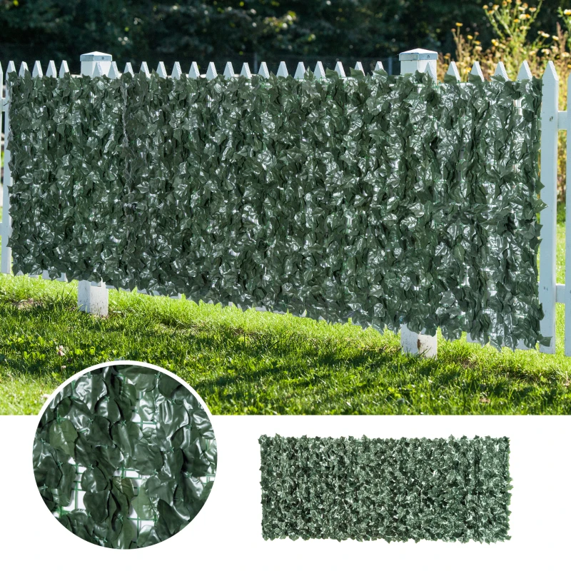 Outsunny Vedação Artificial em Rolo 2,4x1 m Vedação de Privacidade para Balcão Jardim Exterior Planta Decorativa de Parede PE Verde