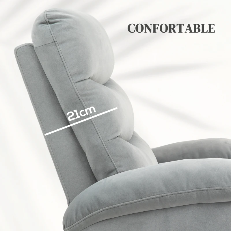 HOMCOM Fauteuil releveur inclinable massant et chauffant, tissu aspect velours avec porte-gobelets, pochette latérale, gris