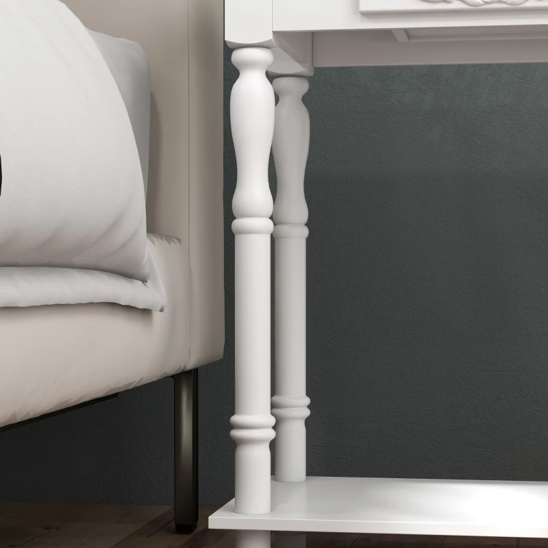 HOMCOM Console Table Modern Sofa Side Desk with Storage Shelves Drawers for Living Room Entryway Bedroom White