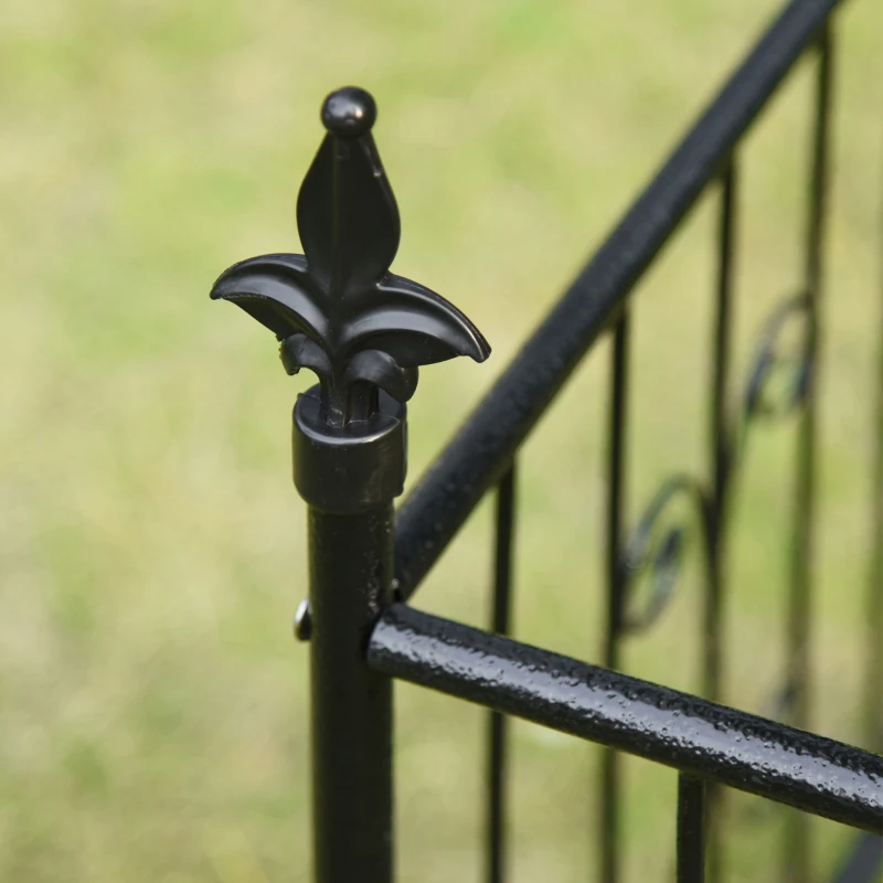 Outsunny Metal Garden Arbor Arch with Double Doors, 2 Side Planter Baskets, Climbing Vine Frame, Black