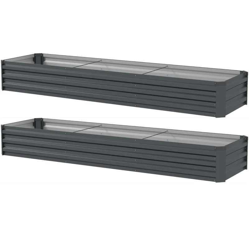 Outsunny 60 x 240cm Galvanised Steel Planter, with Open Bottom, Pack of 2