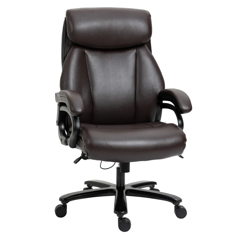 Vinsetto Bürostuhl Chefsessel Gaming Stuhl Drehstuhl Wippfunktion Dicke Polsterung 180 kg Belastbarkeit ergonomisches Design höhenverstellbar Kunstleder Braun 72x83x114-122 cm
