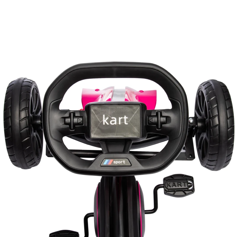 HOMCOM Go-Kart voor Kinderen met Verstelbare Stoel, Trapvoertuig, Trapauto met Handrem, 3-8 Jaar, Outdoor, Roze(m-9)
