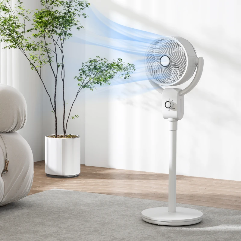 HOMCOM Pedestal Air Circulation Fan with Oscillating, White