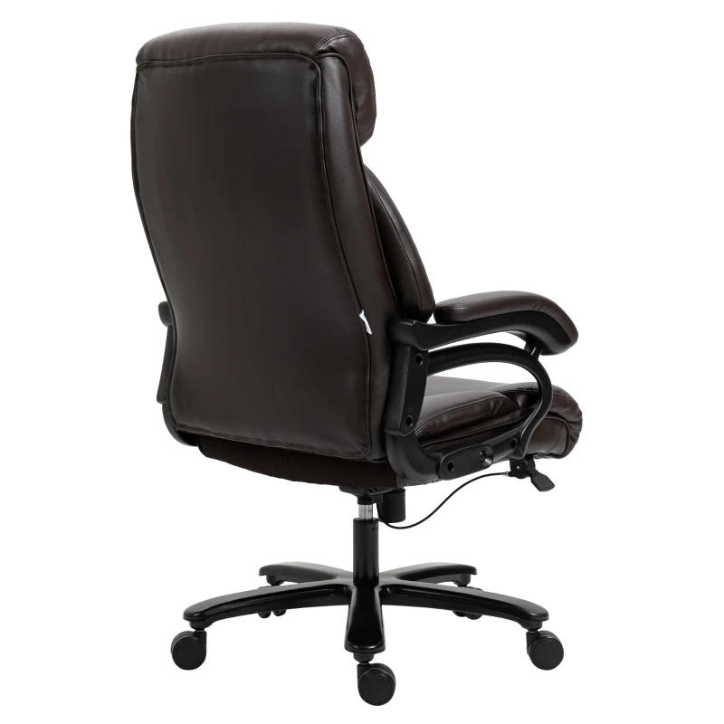 Vinsetto Bürostuhl Chefsessel Gaming Stuhl Drehstuhl Wippfunktion Dicke Polsterung 180 kg Belastbarkeit ergonomisches Design höhenverstellbar Kunstleder Braun 72x83x114-122 cm
