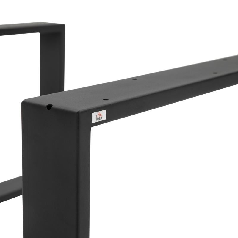 HOMCOM Conjunto de 2 Pés para Mesa de Aço 70x8x41 cm Pernas Quadradas de Mesa para Móveis de Bricolage Preto