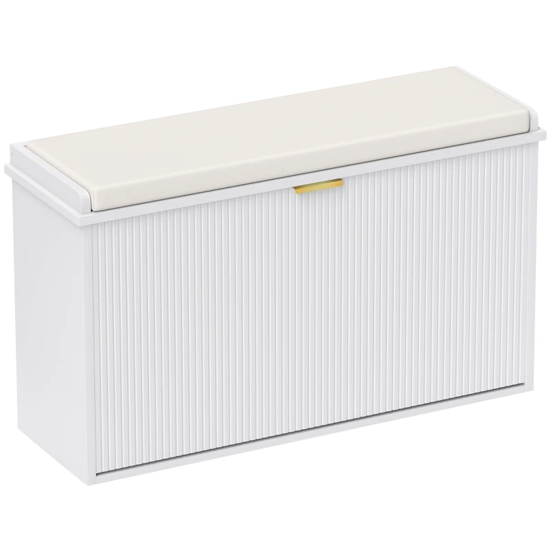 HOMCOM Elegant Eight Shoe Bench, with Top Seat - White