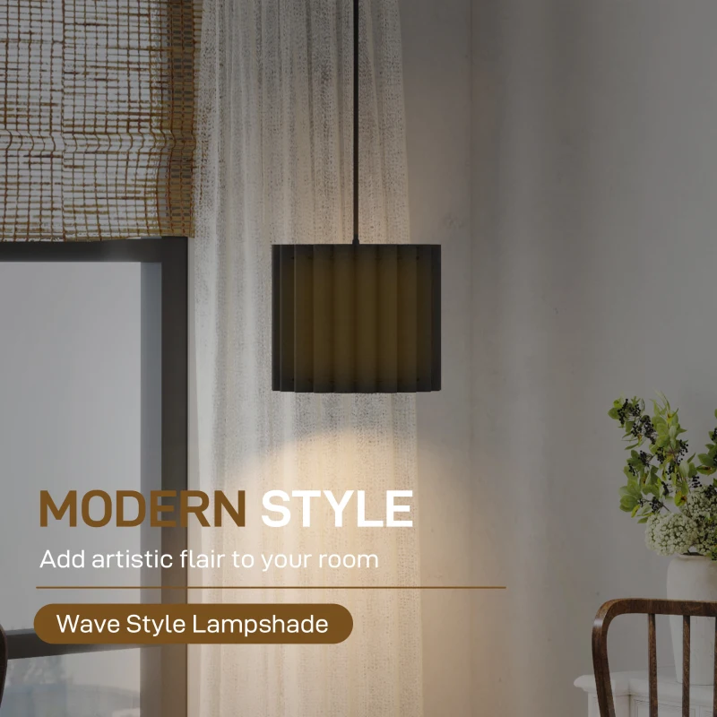 HOMCOM Linen Pendant Light, Bedside Ceiling Lamps with E27 Bulb, Modern Hanging Lights for Living Room, Bedroom, Kitchen, Hallway, Black