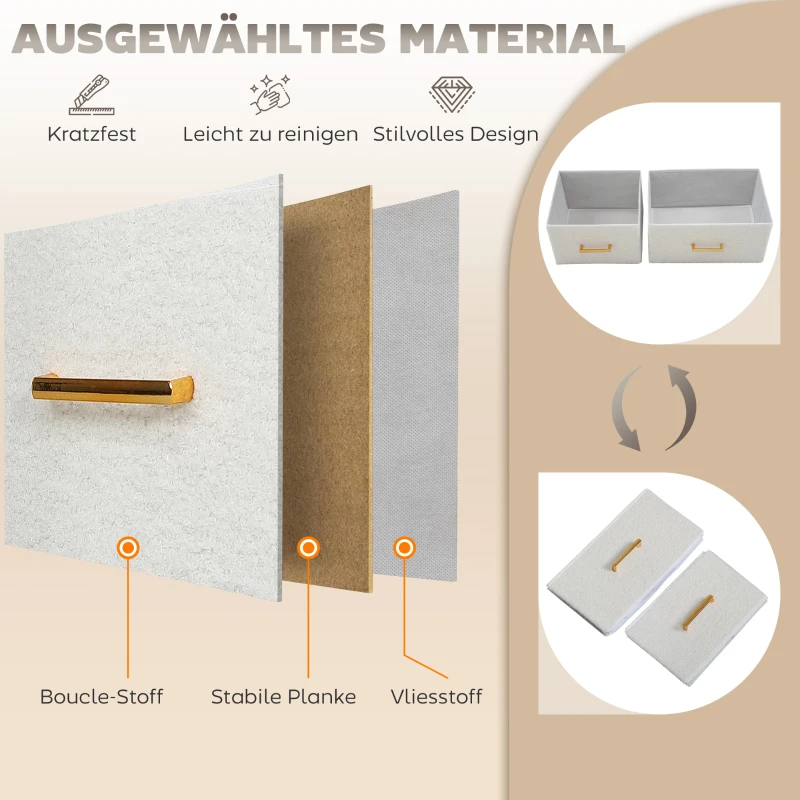 HOMCOM Stoffkommode, 9 Schubladen, Stahlrahmen, elegant, vielseitig, Weiß
