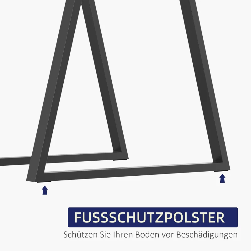 HOMCOM Trapeziumvormige Tafelpoten in Set van 2, Metaal, Voorgeboord, met Schroeven, Zwart