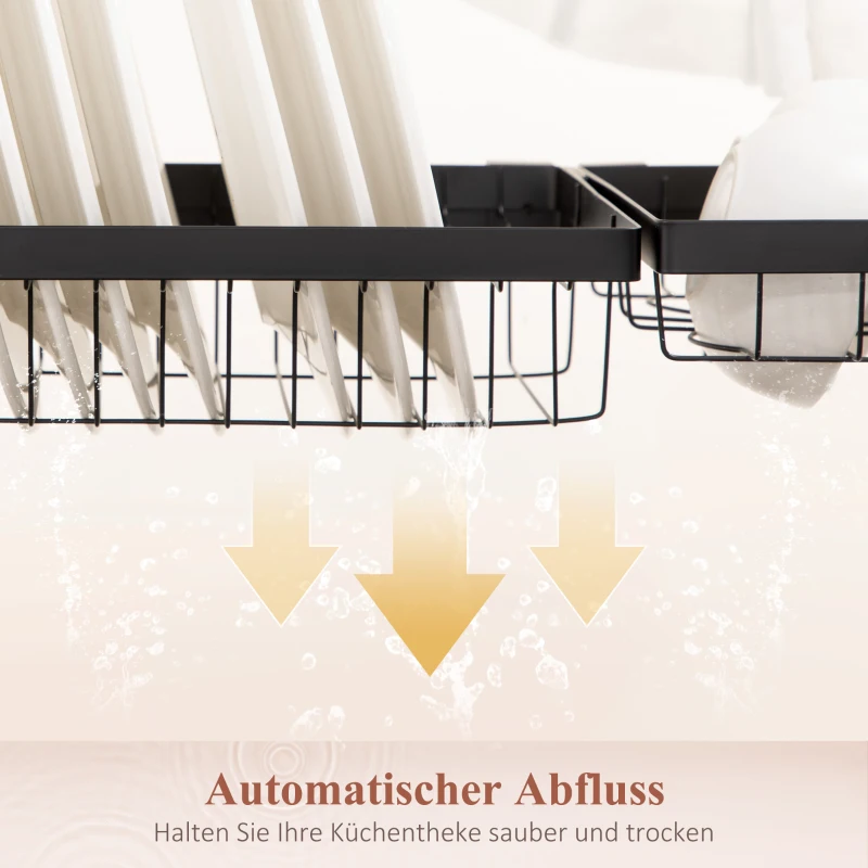 HOMCOM Geschirrkorb, Modularer Geschirrhalter aus Metall, bis zu 23 kg belastbar, Schwarz