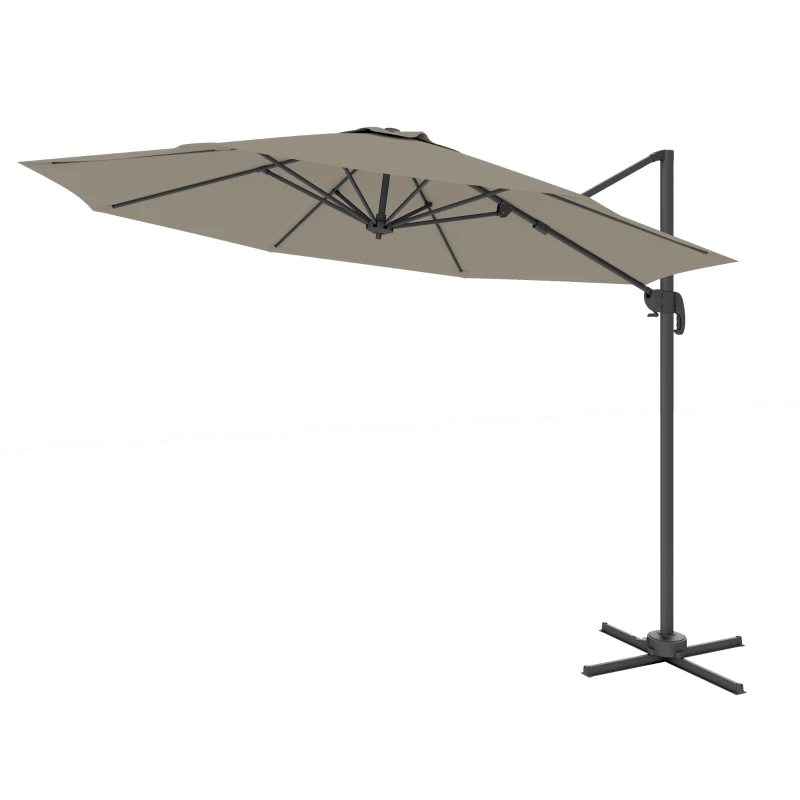 Outsunny 3 m Five-Angle Cantilever Parasol - Light Grey