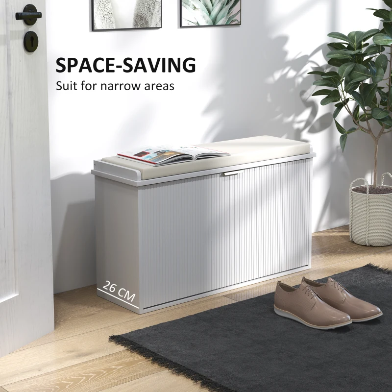 HOMCOM Elegant Eight Shoe Bench, with Top Seat - White