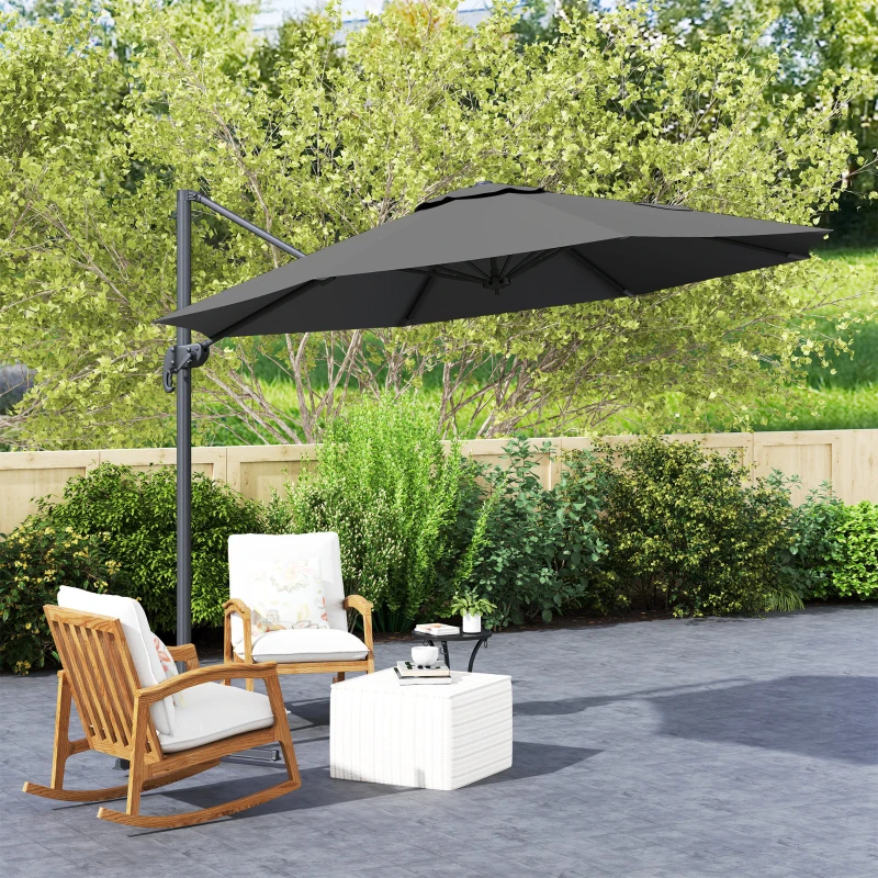 Outsunny 3 x 3m Overhanging Cantilever Parasol - Black