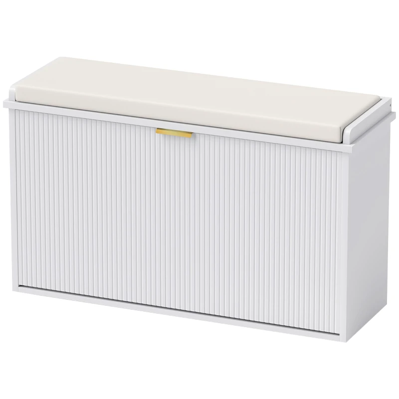 HOMCOM Elegant Eight Shoe Bench, with Top Seat - White